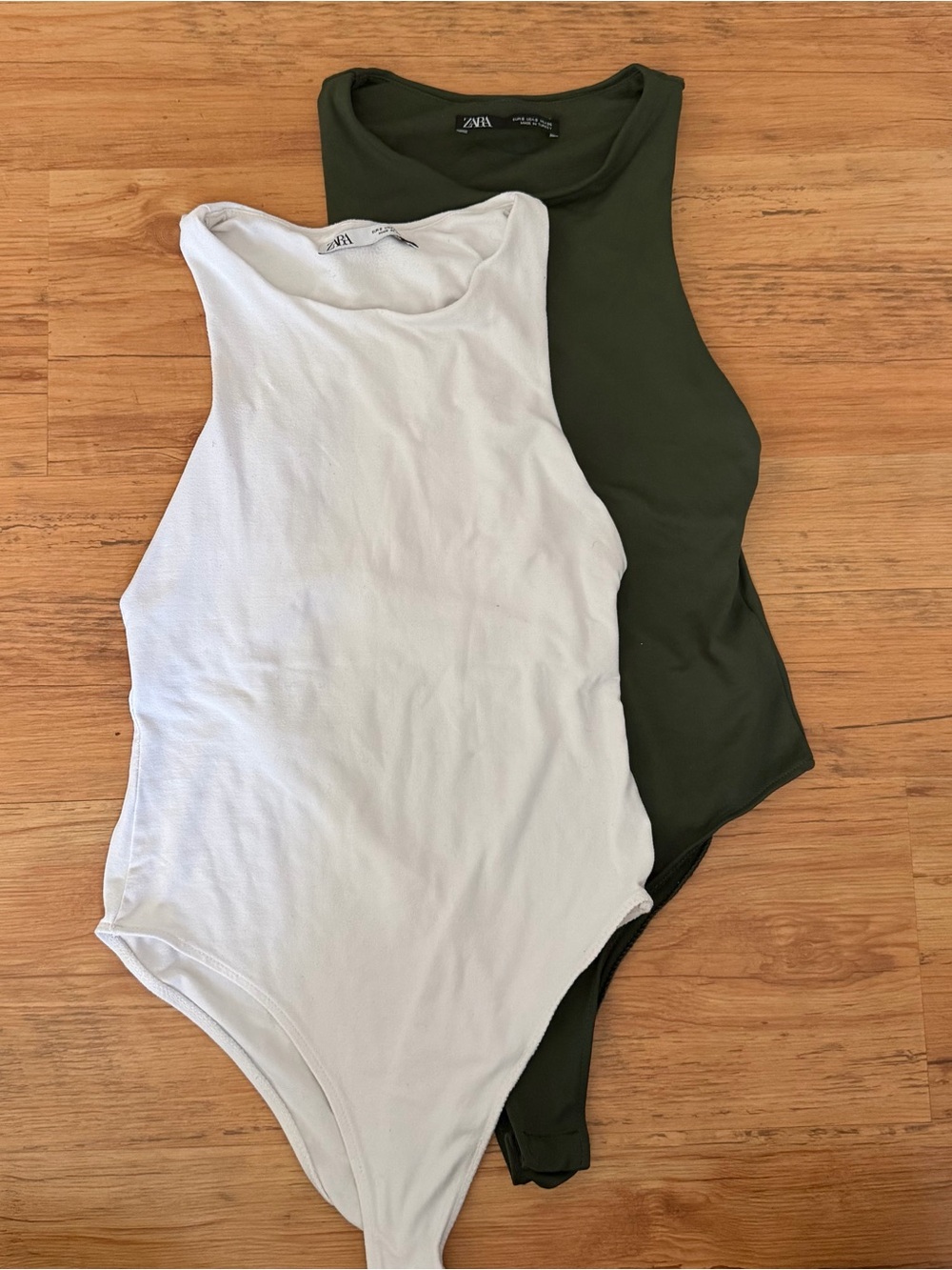 Zara - 2 Pack Olive and White Bodysuit